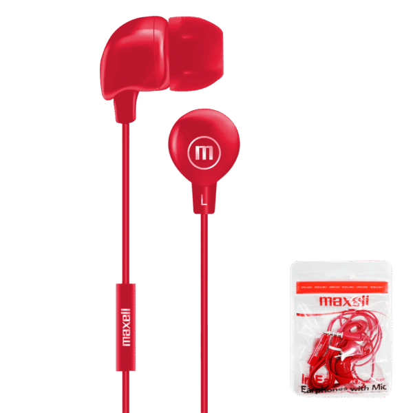 347947 Audífonos IN-BAX con micrófono rojos – Maxell