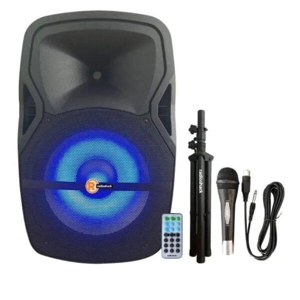 Set de Parlantes 15” 60W con Trípode y Micrófono - Radioshack