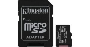 Memoria microSD 64 GB clase 10 con adaptador – Kingston