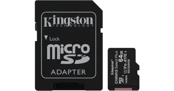 64GB-KI (1) Memoria microSD 64 GB clase 10 con adaptador – Kingston